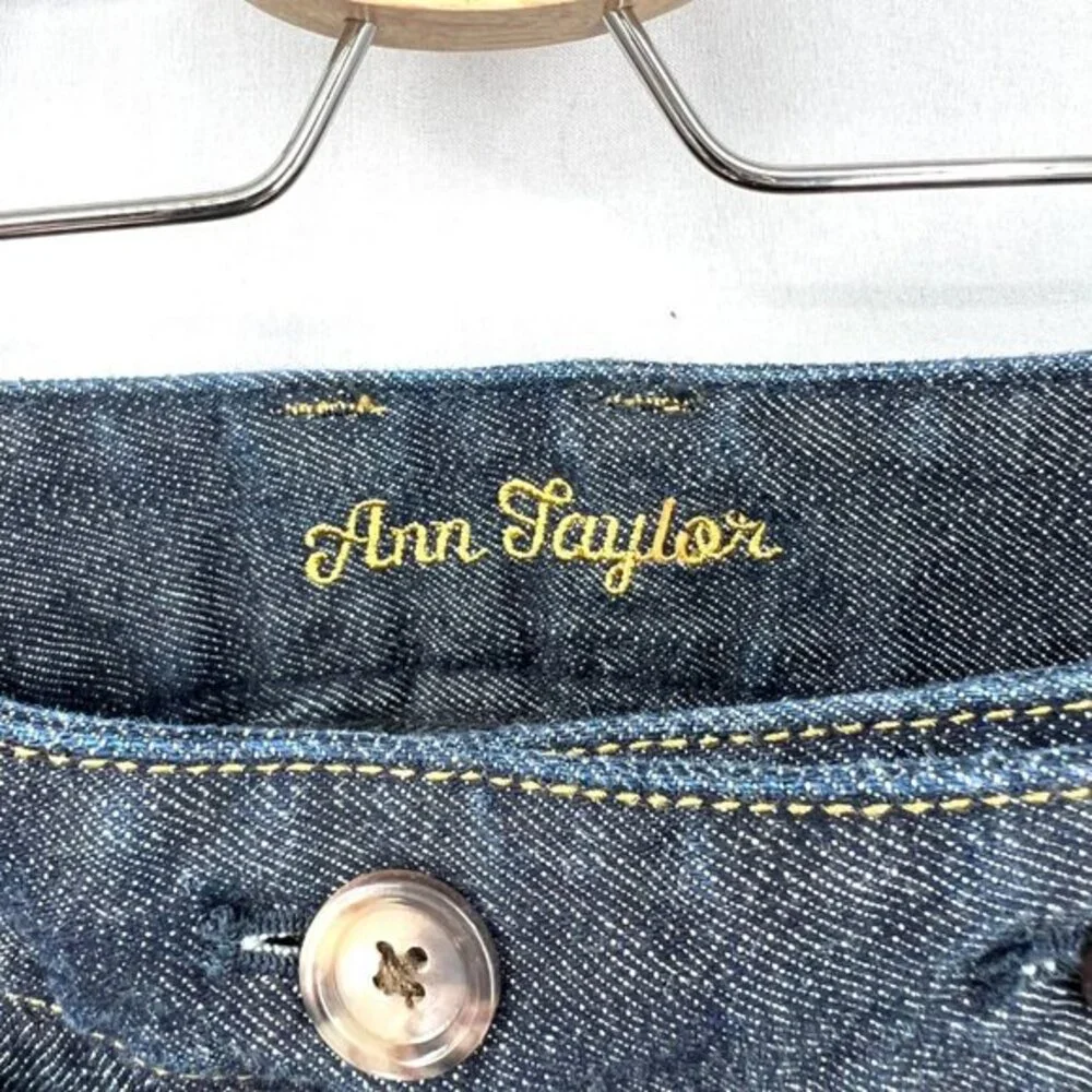 Ann Taylor modern fit Lindsay waist dark wash denim‎ blue wide leg cropped 10